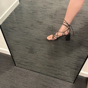 BY FAR Black Strappy Block Heels